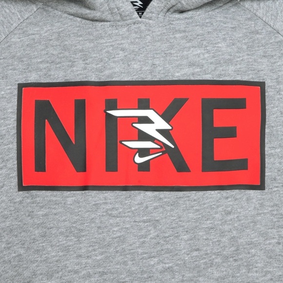 Nike Kids Hoodie in Gray with Red Logo - Picture 4 of 6